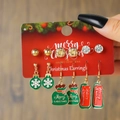 6-pair Christmas earring set with red bells, green snowflakes, and festive alloy studs - E1198-1 (6 Pairs Christmas Set)