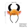 Funny orange plush bull headband with black horns and large cartoon eyes for kids - 3D Yellow Bull