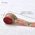 6.3cm wide burlap Christmas ribbon with Merry Christmas print and holly patterns - #17 (Burlap Merry Christmas Text-6.3cm)