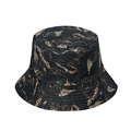 Unisex black bucket hat featuring a full leopard animal print pattern with wide brim - Classic Brown Leopard (E)