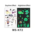 Luminous Halloween cartoon tattoo stickers with ghosts and pumpkins in glowing green, WS-K72 - 120*76mm / Ghost Bat Pattern (WS-K72)