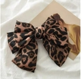 Chic leopard print satin bow hair clip for women elegant ponytail accessory - Pink Leopard