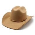 Classic camel western cowboy hat in wool felt with gold buckle decorative band - M (56-58cm) / Camel