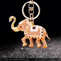 Golden elephant keychain with sparkling crystals and white enamel on a black background - Single OPP Bag Packaging / White Elephant Style C