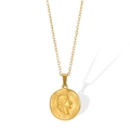 Macro detail of gold coin pendant featuring embossed portrait and 1973 inscription - 1973 Coin Relief
