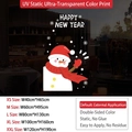 Sticker de vitre statique thème bonhomme de neige avec impression UV pour Nouvel An - SDUV-474A Bonhomme de neige (Happy New Year) / Petit (40x65cm)