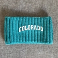 Winter Strickstirnband in Grün mit Colorado-Stickerei für Sport und Wärme - Cyan