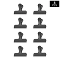 Set of 8 matte black stainless steel T-shape food clips for kitchen storage - Small / Black