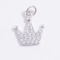 Detailed macro view of S925 silver crown pendant with shimmering white zircon stones - White Gold Crown Pendant