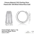 Three-row moissanite hoop earrings in S925 silver with 18K white gold plating - Silver/E13468