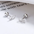 Minimalist S925 sterling silver infinity screw back stud earrings in silver finish - 925 Silver / White Gold