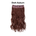 Dark auburn wavy hair extension piece with five clips and lace base on white background - Dark Auburn