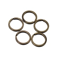 Set of five antique bronze flat metal split rings for DIY keychain craft projects - Antique Bronze