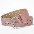 Pink punk hip-hop belt with silver studs, star cutouts and double-prong metal buckle - 107cm / Pink