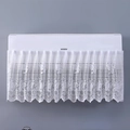 Detailed view of white floral lace air conditioner cover with scalloped edge embroidery - Grid Rose/200cm