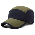 Zweifarbige Baseballkappe aus Ripstop-Nylon in Armeegrün und Dunkelblau - Verstellbar / Marineblau