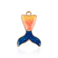 Blue and orange gradient mermaid tail alloy pendant with enamel scales and loop - Mermaid Tail