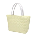 Borsa tote trapuntata con cuori in giallo chiaro e manici bianchi a contrasto - Borsa a Mano Grande / Giallo