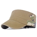 Klassische Khaki-Baumwoll-Cadet-Cap mit Woodland-Camouflage-Einsätzen und Metallösen - Verstellbar / Khaki