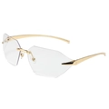 Gafas de sol geométricas sin montura con montura dorada y lentes facetadas 3D de moda - Marco Dorado Lentes Transparentes