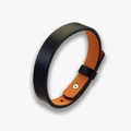 Bracelet en cuir noir et orange minimaliste avec boucle en acier réglable et rivets - Bracelet Fini / Noir Cuir Véritable