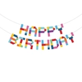 Colorful building block Happy Birthday banner for festive kids party wall decoration - Style 1/Multicolor Block Splice