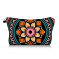 Detailed view of the vibrant mandala print cosmetic bag with secure top zipper closure - Multi-color Ornamental Mandala (jiaying161)