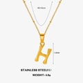 Collier doré en acier inoxydable avec pendentif lettre H style bambou ajustable - Lettre H (Or)