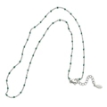 French vintage stainless steel necklace featuring green beads and silver chain link - Silver Chain Green Beads (SL037)