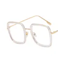 Occhiali quadrati oversize con montatura bianca trasparente e stanghette in metallo dorato - Lente Trasparente / Bianco Trasparente