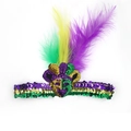 Mardi Gras pailletten veren hoofdband carnaval feest kleurrijke masker haaraccessoire - Mardi Gras Goud Groen Paars Clown Hoofdband Stijl B