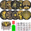Σετ 10 σουβέρ DIY Mandala Diamond Painting με μαύρη θήκη και εργαλεία κατασκευής - A-6 Μυστικιστικό Γεωμετρικό Μαντάλα