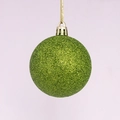 Sparkling green glitter Christmas ball ornament with silver cap and gold hanging string - 2cm / Fruit Green Glitter (No Cap/String)