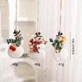 Three-piece resin Christmas snowman ornaments with frosted snow texture and rustic hanging rope - Combination 6 (Snowman Set of 3)