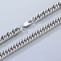 Polished silver-tone Cuban link titanium steel necklace with a secure lobster clasp - 9mm Rectangular Clasp