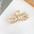 Elegant cream marble bow hair claw clip made of premium acetate with a vintage design - Small / Floral Milk Coffee