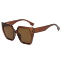 Retro Oversize Sonnenbrille in durchscheinendem Bernsteinbraun mit poliertem Rahmen - Sonnenbrille / Dunkler Tee Rahmen Teegläser