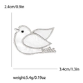 Cute dove bird brooch with white mother-of-pearl inlay and silver beaded edge details - Silver/White (Silver 3105)