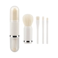 Tragbares 4-in-1 Make-up Pinselset mit weißen Griffen und transparentem Schutzgehäuse - Weiß