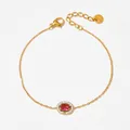 Gold stainless steel bracelet with red gemstone and adjustable lobster clasp closure - Gold Oval Red Gemstone Style (SBK134)