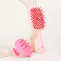 Pink hollow air cushion hairbrush and round scalp massage brush styling set - Dual Pink Set (Comb + Scalp Brush)
