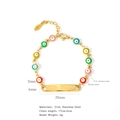 Colorful Evil Eye charm bracelet in 18K gold plated stainless steel with multi-color beads - Gold Bar Evil Eye Style (HB0029)