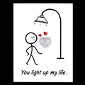 White heart-shaped natural semi-precious stone on You Light Up My Life card - White Crystal