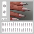 Matte graue Farbverlauf-Kunstnägel mit 3D flüssigem Silber-Metall-Look in Mandelform - Kühles Silber (W1894)