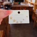 Three pairs of S925 silver post stud earrings with gold plating and sparkling cubic zirconia - K003 Real Gold Plating (Flower/Maple Leaf)