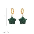 Detailed view of star-shaped malachite drop earrings with dimensions 3.9cm by 2cm - Star Earrings (A2-06)