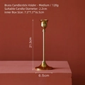 Medium brass iron candlestick 21.5cm height with minimalist dark red background - Medium Size / Bronze