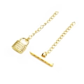 Detail of gold-plated brass OT clasp with micro-set zircon for DIY jewelry making - Lock Connector