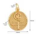 Golden micro-pave heart charm pendant with spiral texture for DIY jewelry making - Gold Round Dotted Charm