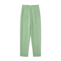 Pantaloni da donna a vita alta gamba dritta verde menta chiaro con tasche laterali - XS / Pantaloni e gonne / Colore menta chiaro